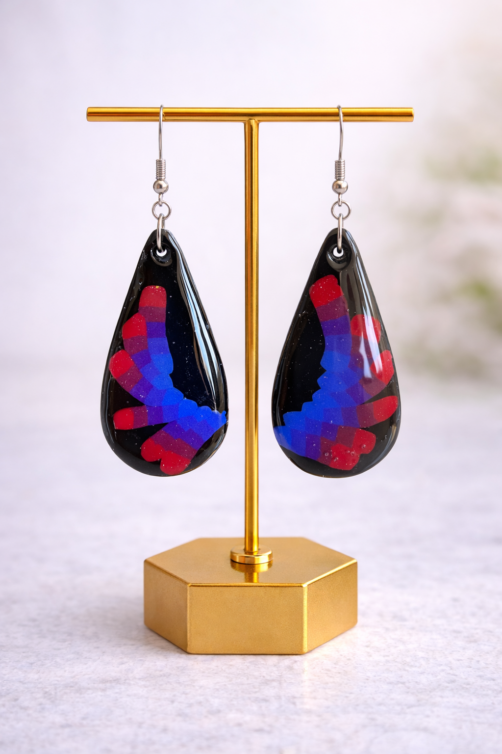 Midnight Wing Teardrop Earrings