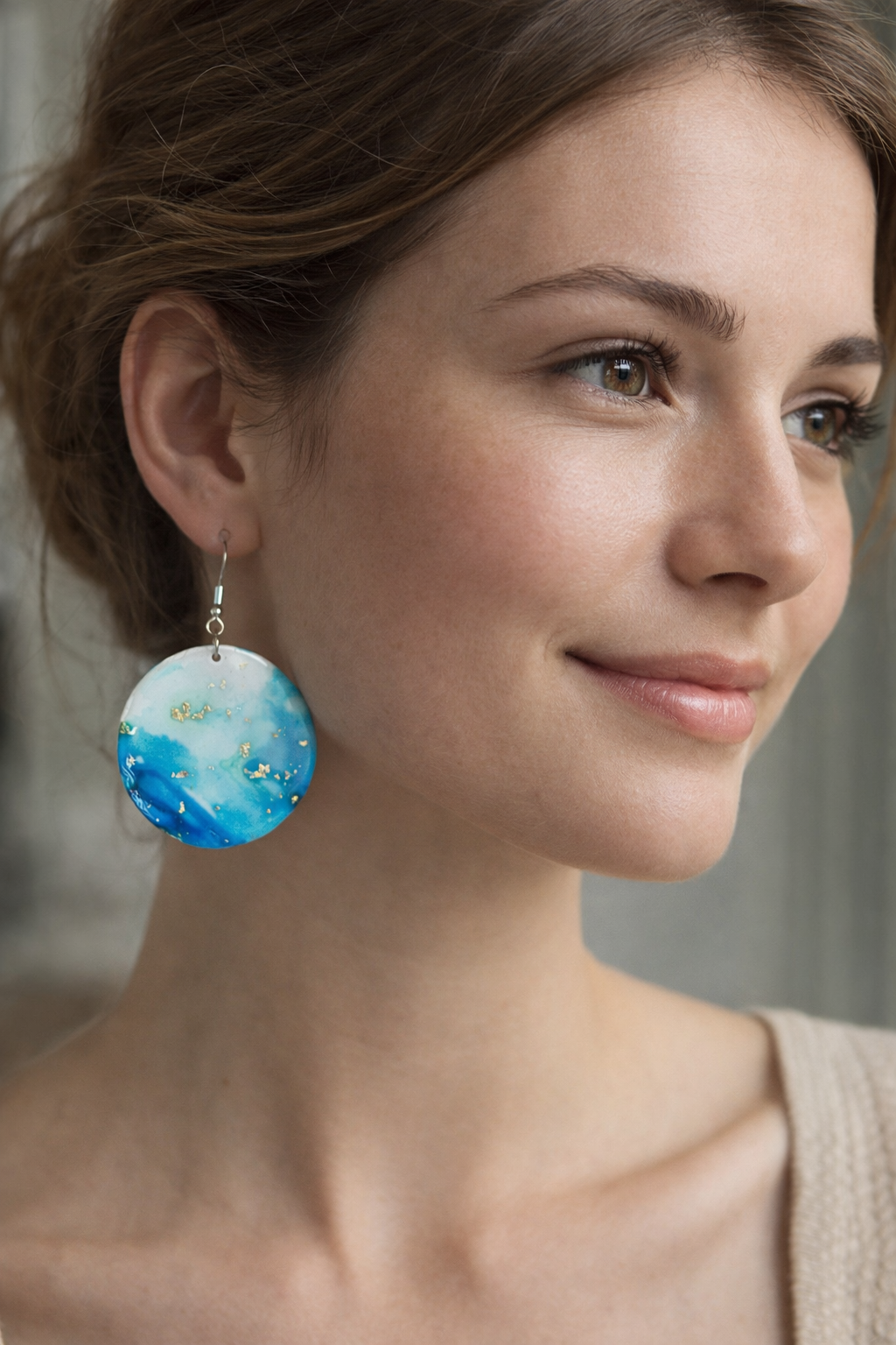 Handmade Blue Ocean Ink Earrings