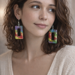 Rainbow earrings translucent square